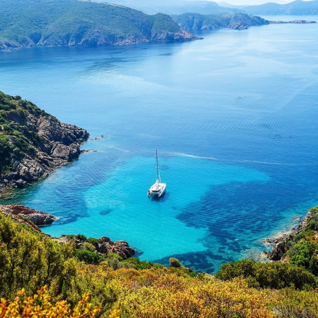 catamaran charter in the middle of open water